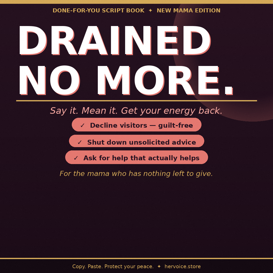 Drained No More The New Moms Script Book — digital PDF guide cover