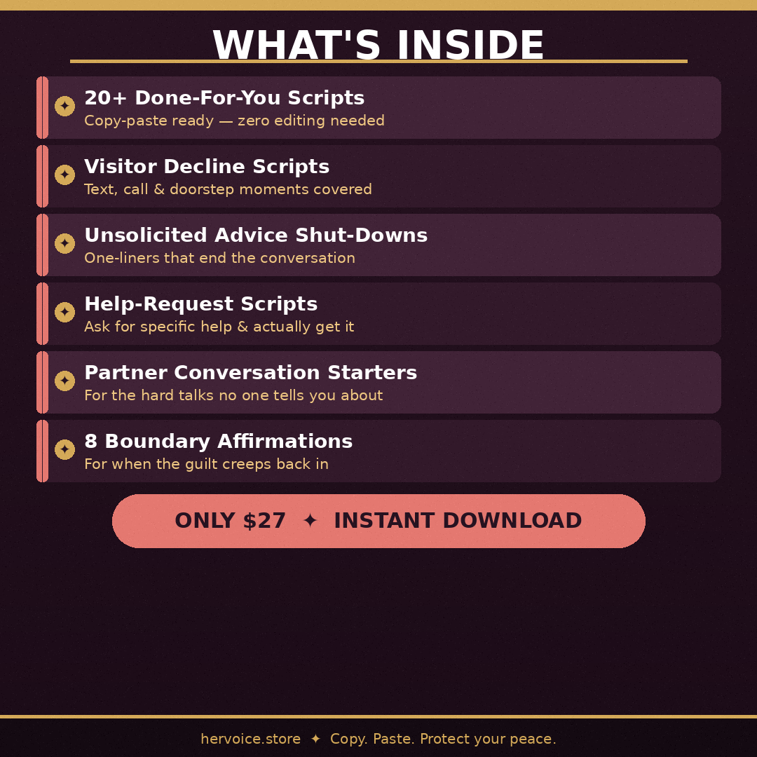 Inside Drained No More — copy paste scripts for new moms postpartum